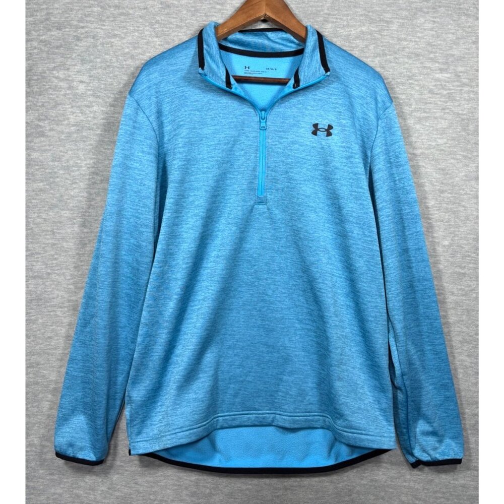 Under Armour Mens Shirt L Blue Long Sleeve 1/4 Zip Pullover Loose Fit